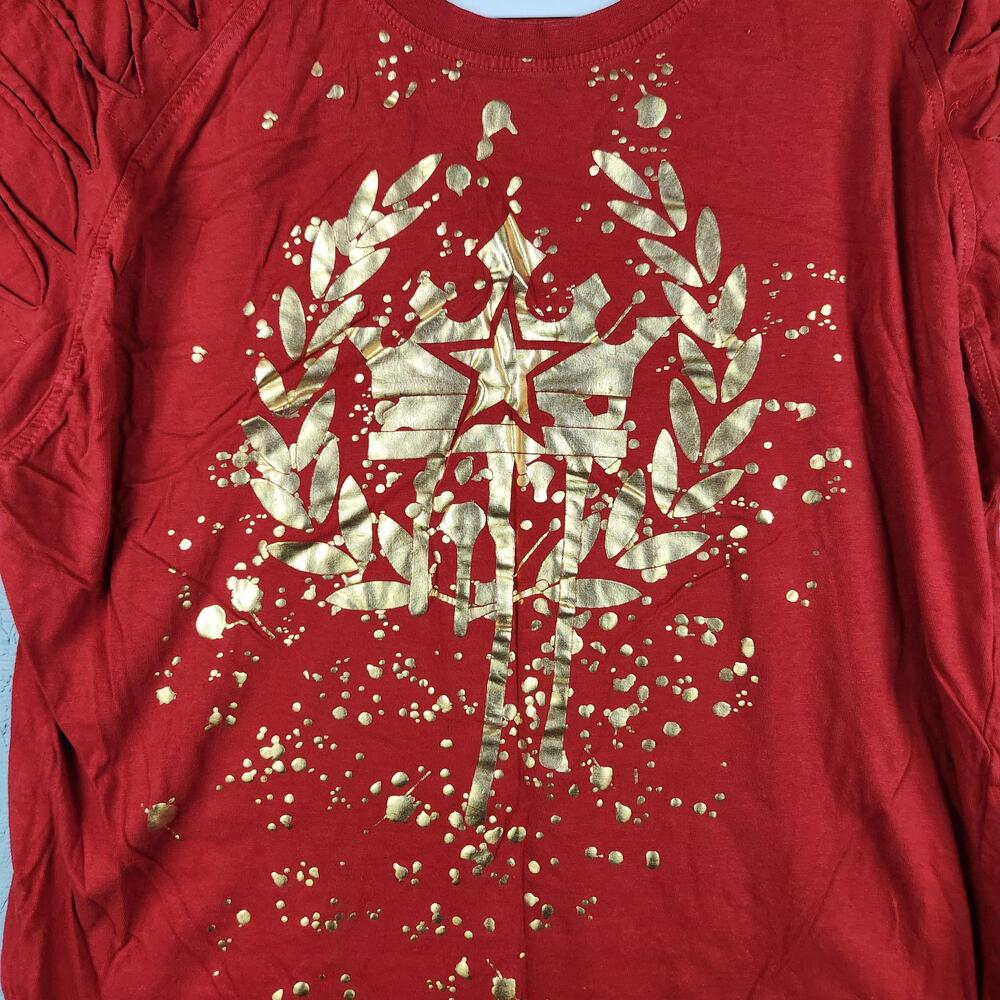 Vintage Switch Remarkable Shirt Mens 2XL Red Gold Foil Laurel Graphic Star Crown